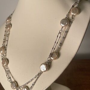 ❤️(2for20)SALE Vintage Pearl & Silver Long Necklace by Premier Designs